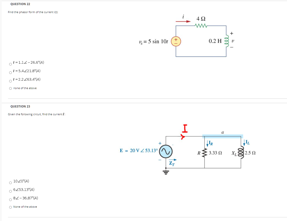 solved-question-22-find-the-phasor-form-of-the-current-i-t-chegg