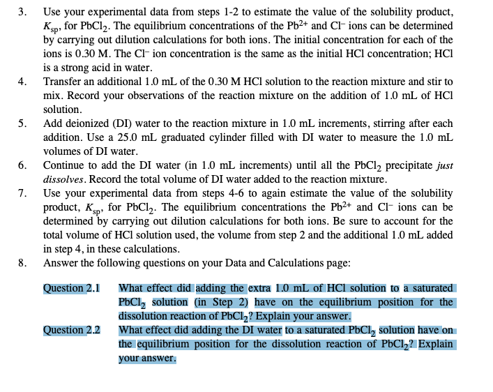 Solved Part 2: Determination of the Solubility Product of | Chegg.com