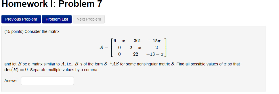 Solved Homework I: Problem 7 Previous Problem Problem List | Chegg.com
