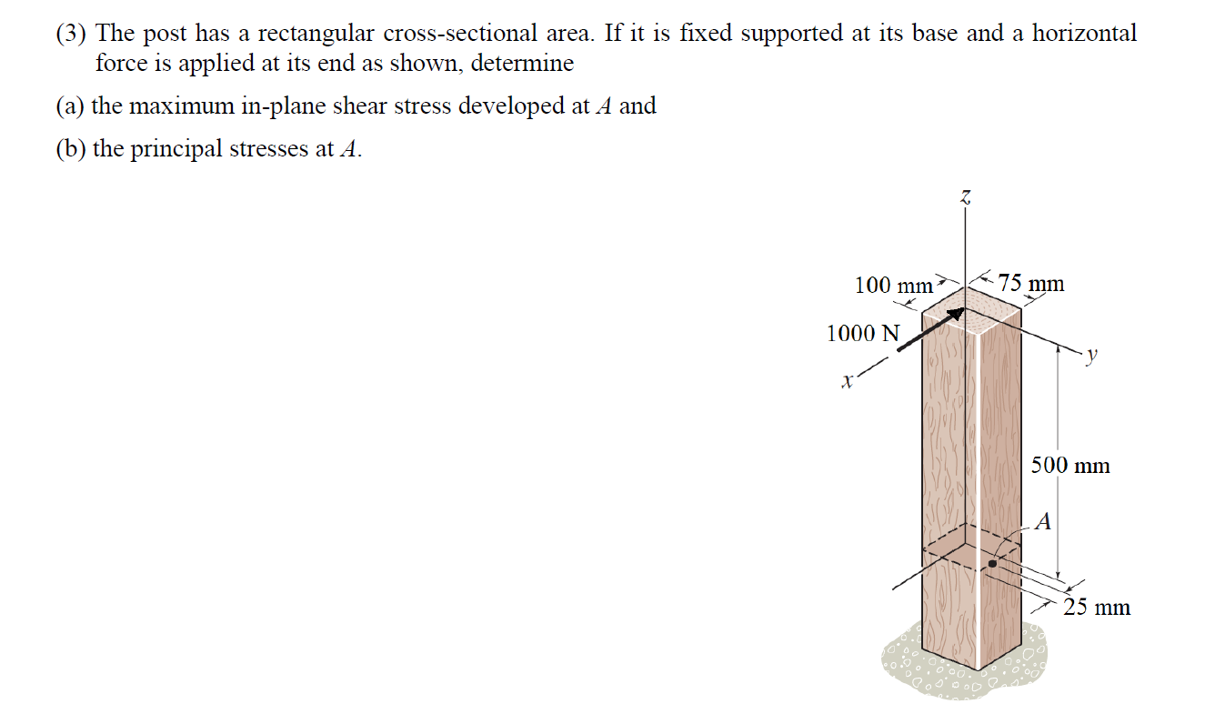 Solved (3) The post has a rectangular cross-sectional area. | Chegg.com