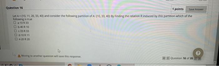 Solved Save Answer Question 16 1 points | Chegg.com