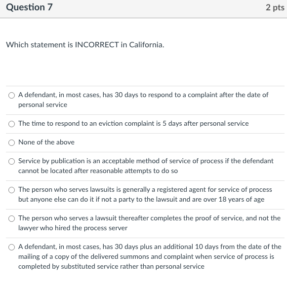 Solved Question 6 2 pts You have been served with a summons | Chegg.com
