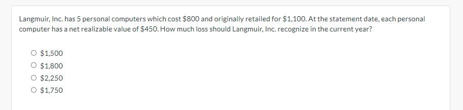 Solved Langmuir, Inc. has 5 personal computers which cost | Chegg.com