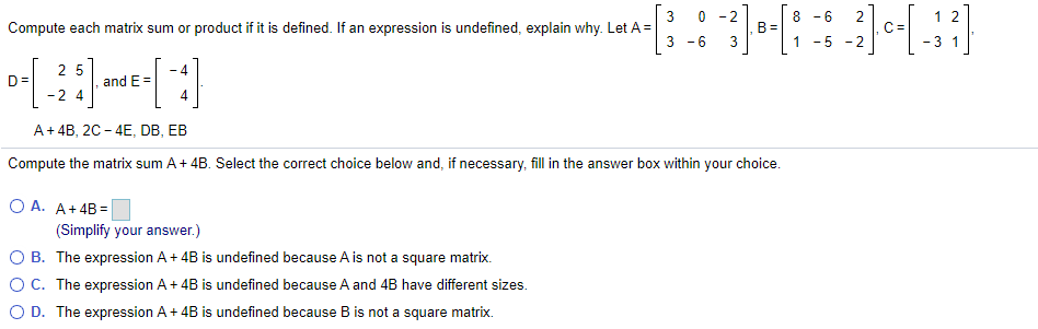 Solved 3 0 2 8 6 2 1 2 Compute Each Matrix Sum Or Produ Chegg Com