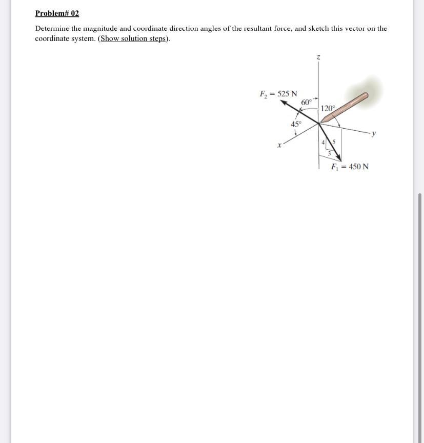 Solved Problem# 02 Determine The Magnitude And Coordinate | Chegg.com