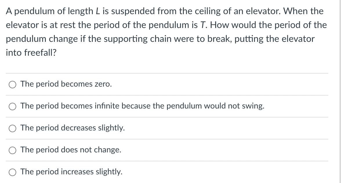 Solved A pendulum of length L is suspended from the ceiling | Chegg.com