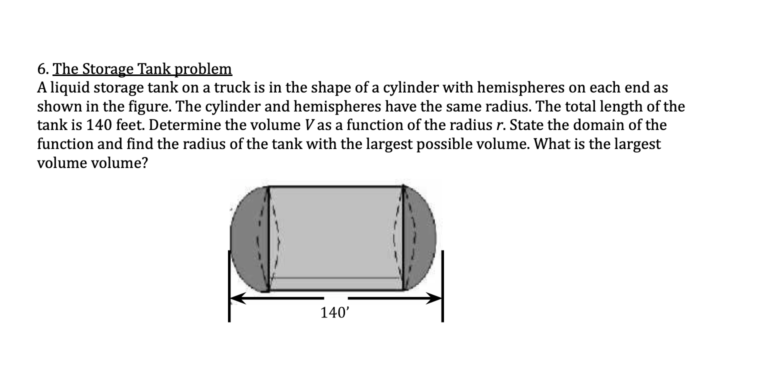 Solved 6. The Storage Tank problem A liquid storage tank on | Chegg.com