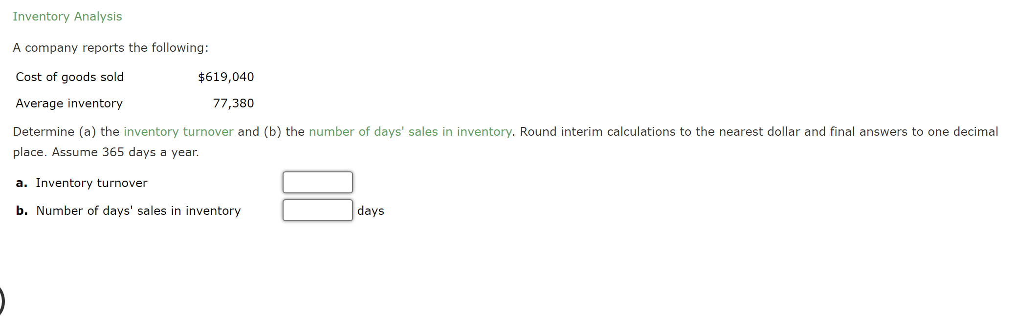 Solved Inventory Analysis A company reports the following: | Chegg.com