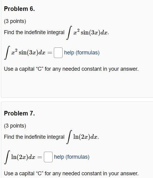 Solved Problem 6. (3 points) Find the indefinite integrat | | Chegg.com