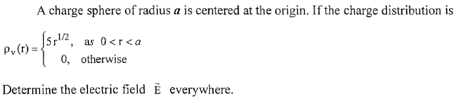 Solved A charge sphere of radius a is centered at the | Chegg.com