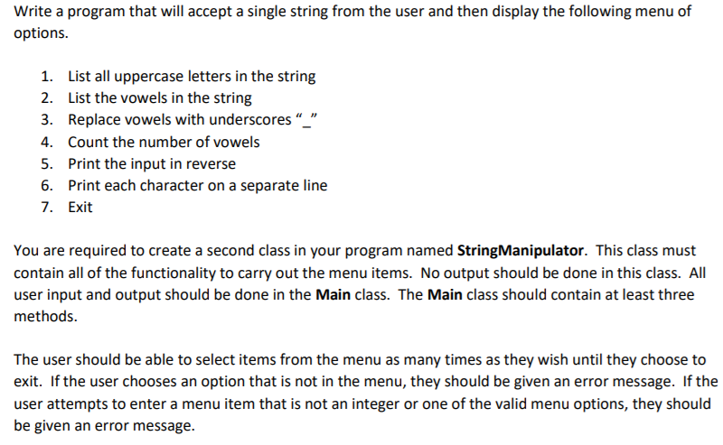 Write a program that will accept a single string from | Chegg.com