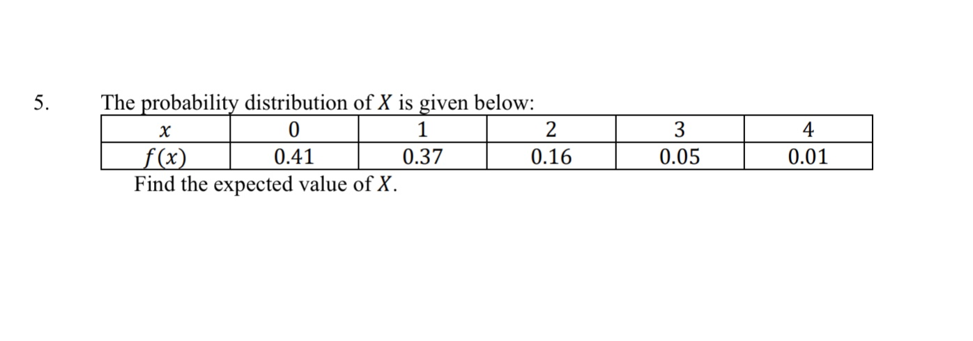 Solved 5. х 1 The probability distribution of X is given | Chegg.com