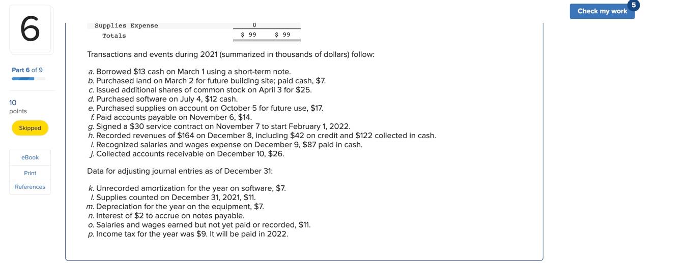 Solved Check my work 6 Required information Part 6 of 9 | Chegg.com