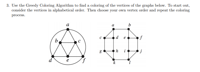 Solved 3. Use the Greedy Coloring Algorithm to find a | Chegg.com