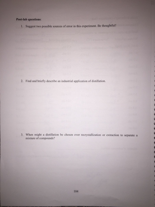 Solved Post-lab questions: 1. Suggest two possible sources | Chegg.com
