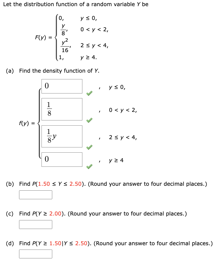 Solved Let the distribution function of a random variable Y | Chegg.com