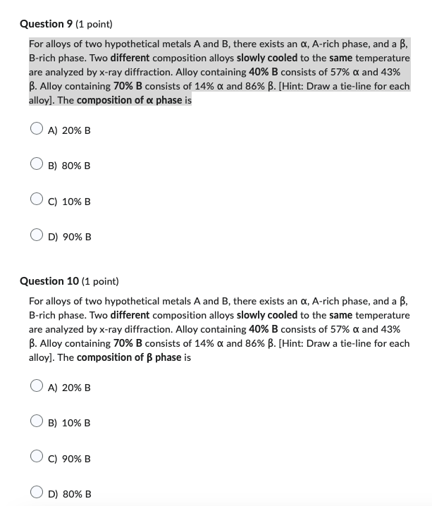 Solved For Alloys Of Two Hypothetical Metals A And B, There | Chegg.com ...