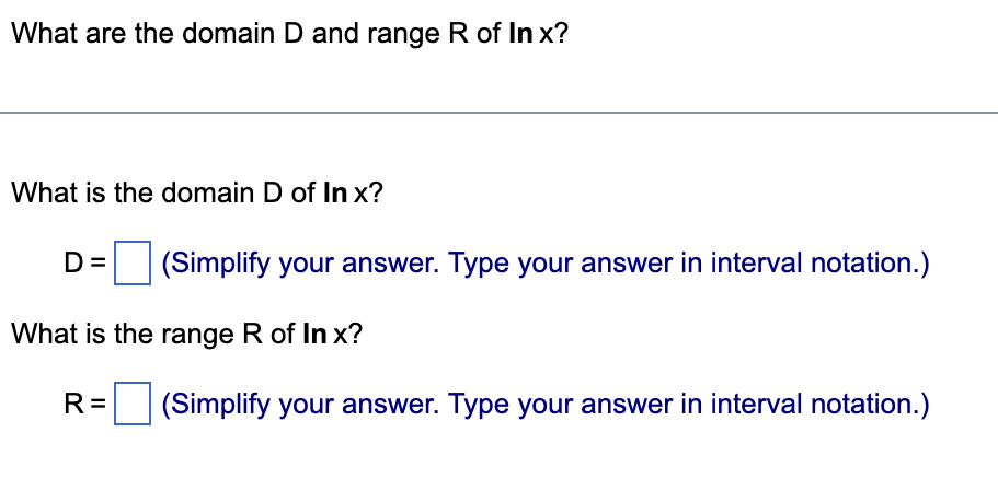 domain and range of ln x 2