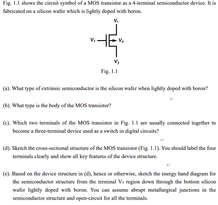 Solved Fig. 1.1 ﻿shows the circuit symbol of a MOS | Chegg.com