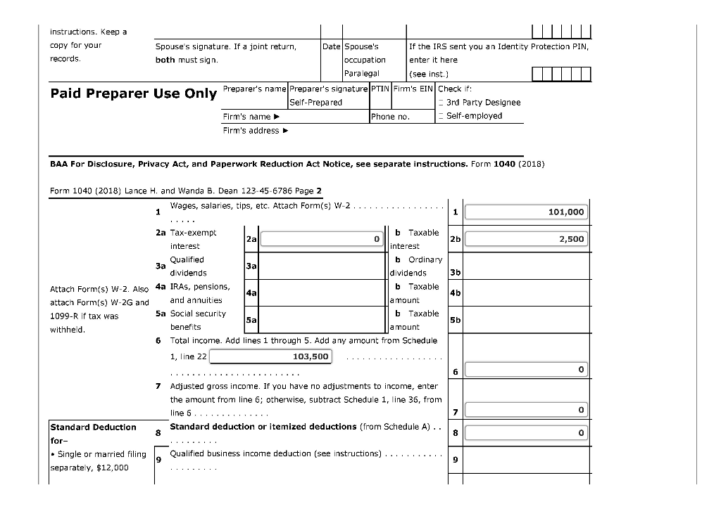 Solved Instructions Note: This Problem Is For The 2018 Tax | Chegg.com