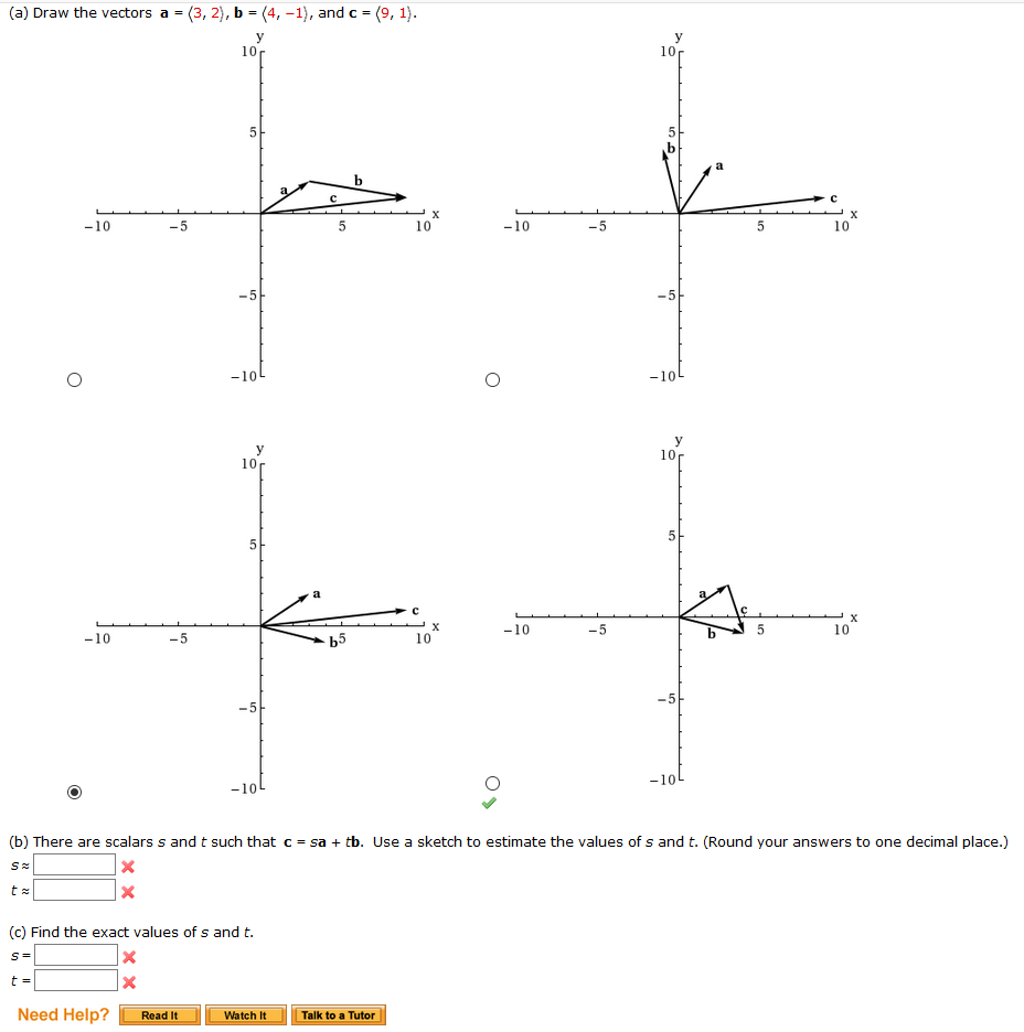 Solved (a) Draw The Vectors A = (3, 2), B =(4,-1), And C = | Chegg.com