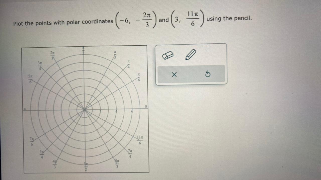 Solved Plot the points with polar coordinates (−6,−32π) and | Chegg.com