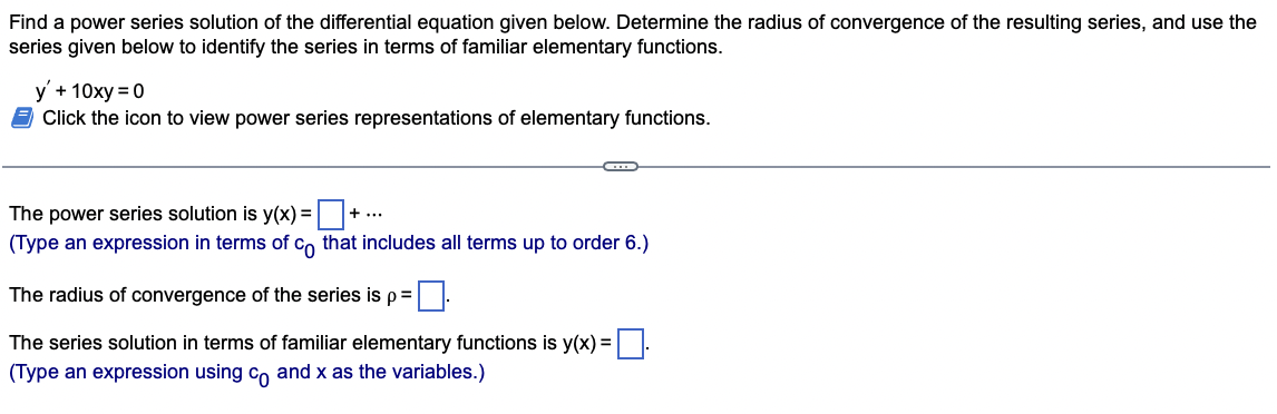Solved Find a power series solution of the differential | Chegg.com