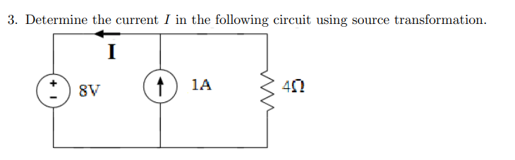 Solved 3. Determine The Current I In The Following Circuit | Chegg.com