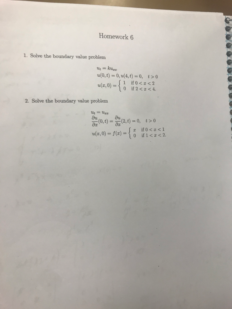 Solved Homework 6 1. Solve the boundary value problem Ut = | Chegg.com