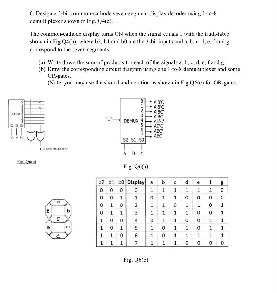 6. Design a 3-bit common-cathode seven-segment | Chegg.com