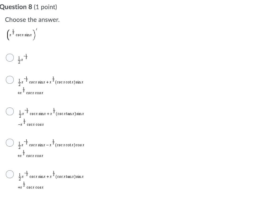 Solved Question 1 (1 point) Choose the answer. Ο Ο Ο Ο Ο | Chegg.com