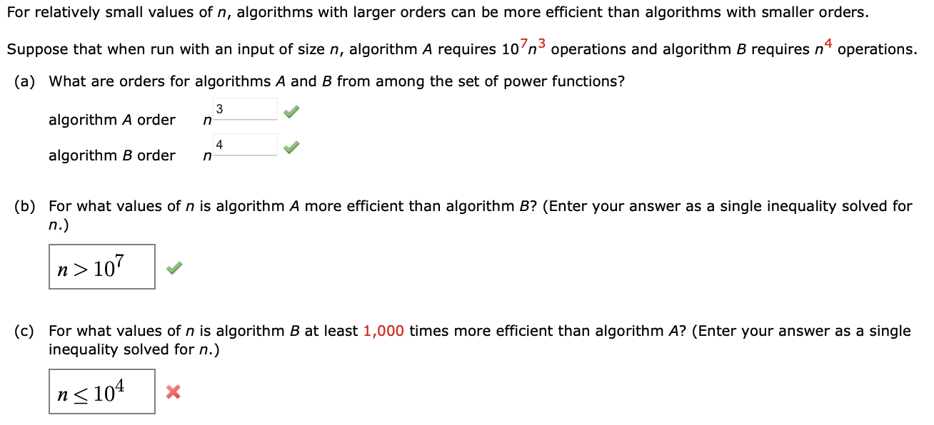 Solved For Relatively Small Values Of N, Algorithms With | Chegg.com