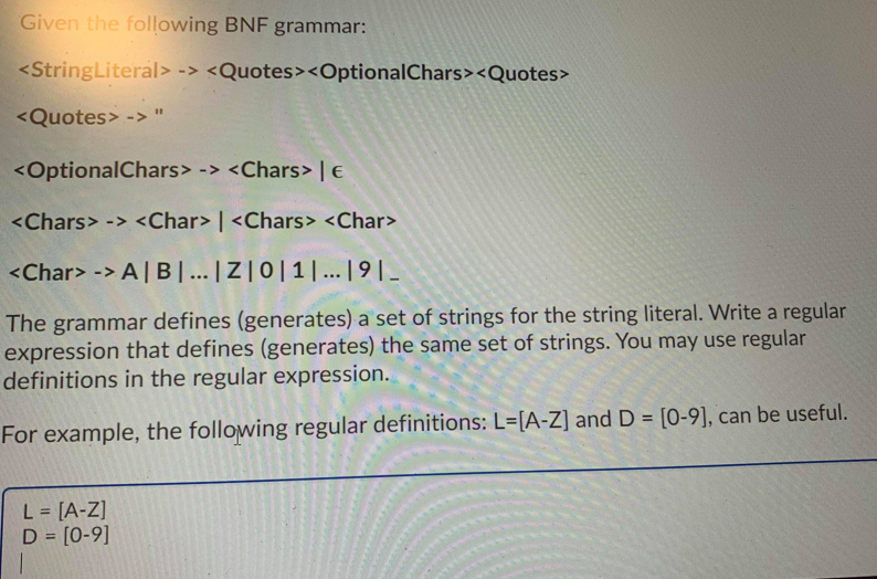 Solved Given The Following BNF Grammar: -> ->" -> € -> | Chegg.com