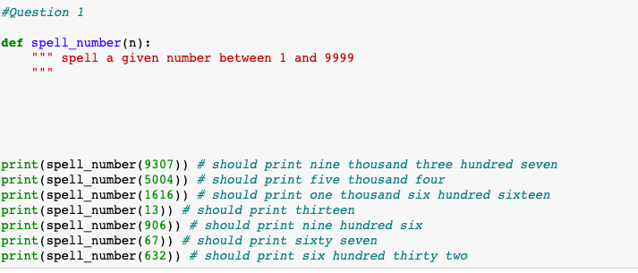 Solved 1 2 Write A Function Spell Number N Where N Is Chegg Com