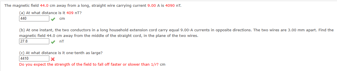 Solved The magnetic field 44.0 cm away from a long, straight | Chegg.com