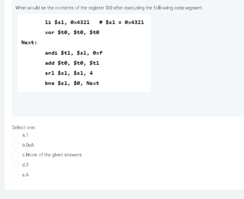 Solved What would be the contents of the register $10 after | Chegg.com
