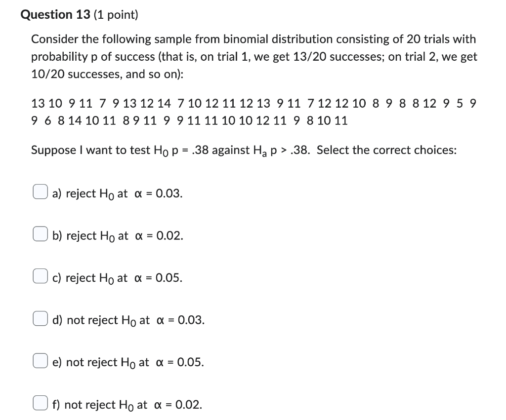 Solved Consider the following sample from binomial | Chegg.com
