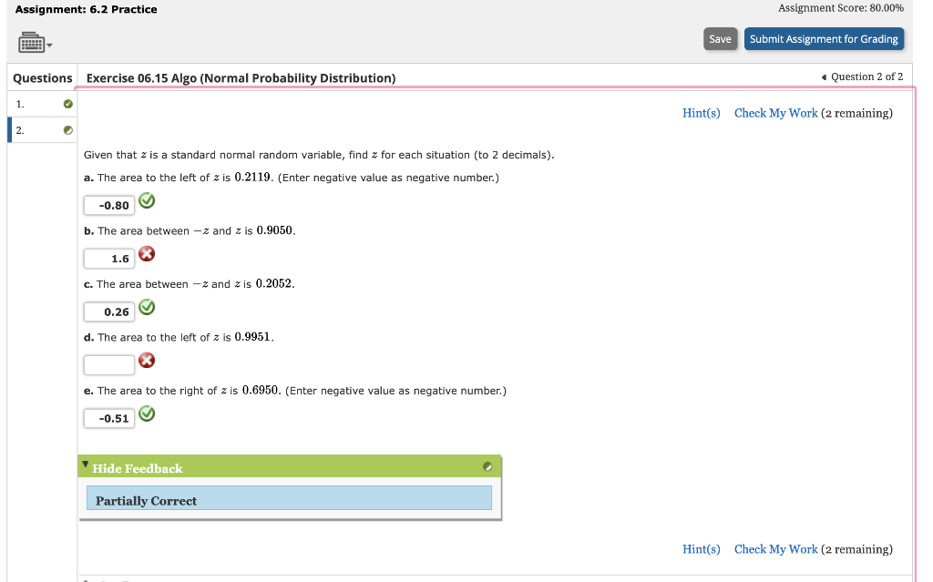 Solved Assignment: 6.2 Practice Assignment Score: 80.00% | Chegg.com