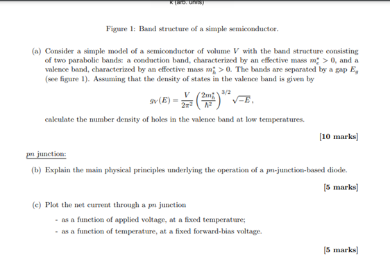 Solved ) Consider A Simple Model Of A Semiconductor Of 