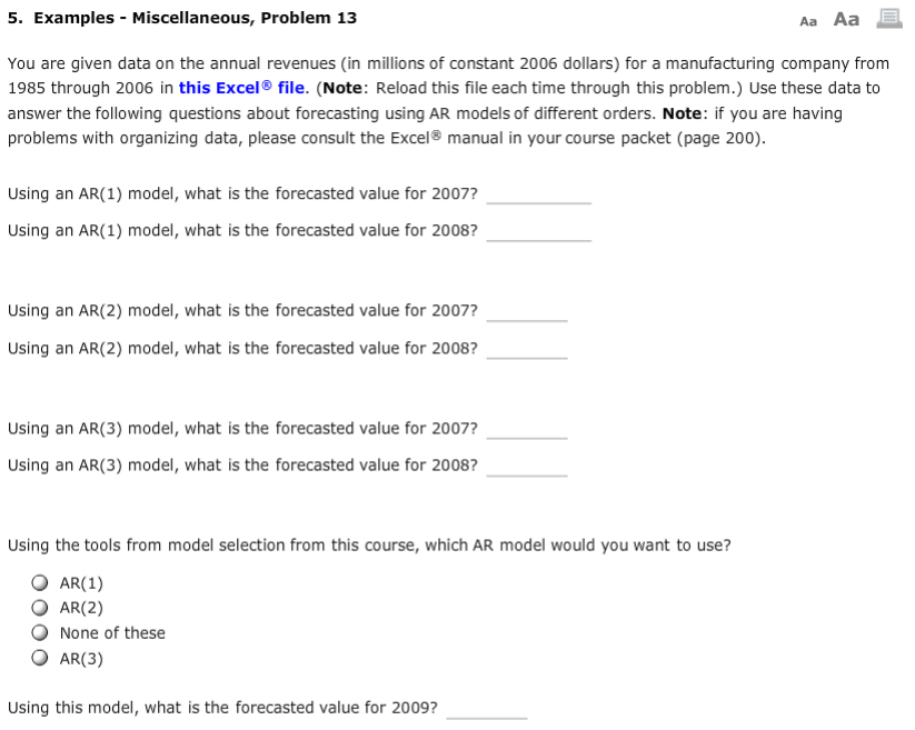 5. Examples Miscellaneous, Problem 13 Aa Aa You are | Chegg.com