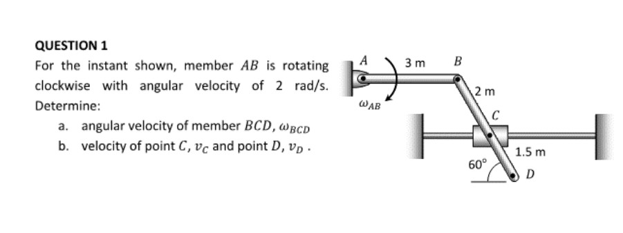 Solved QUESTION 1 For the instant shown, member AB is | Chegg.com