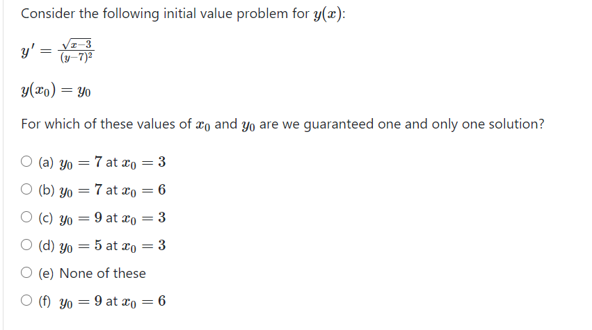 Solved Consider the following initial value problem for | Chegg.com