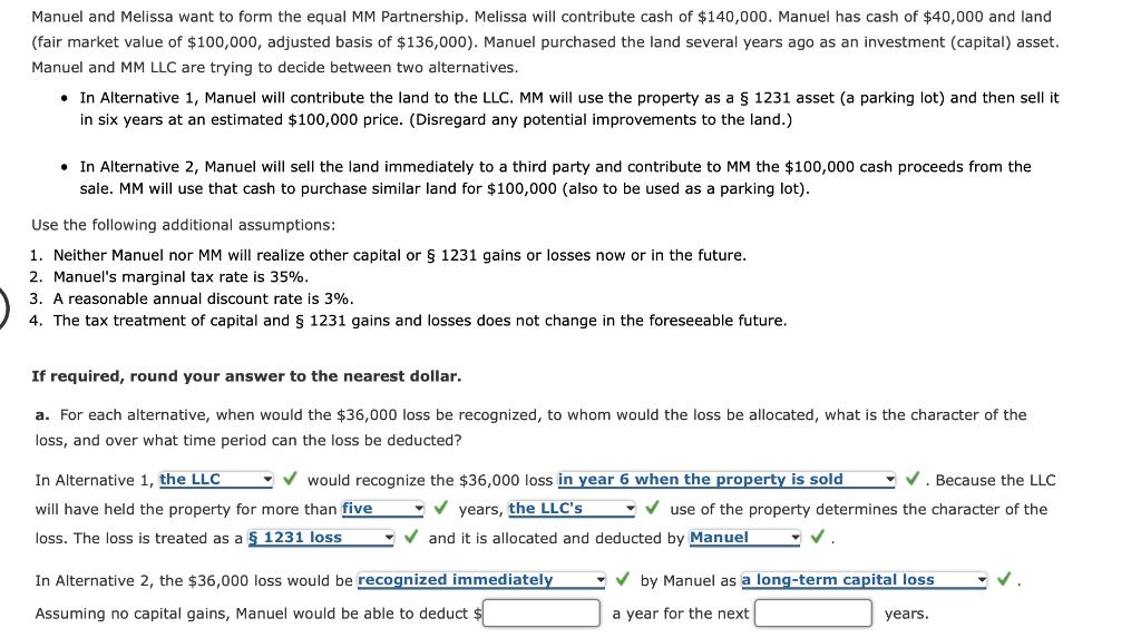 Manuel and Melissa want to form the equal MM | Chegg.com