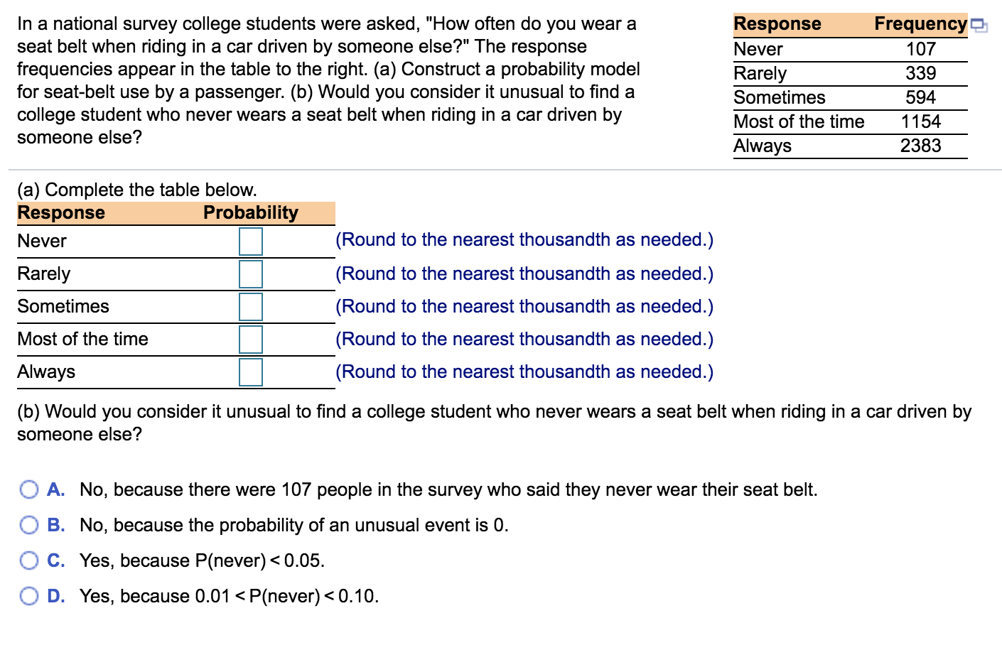 Solved In a national survey college students were asked,