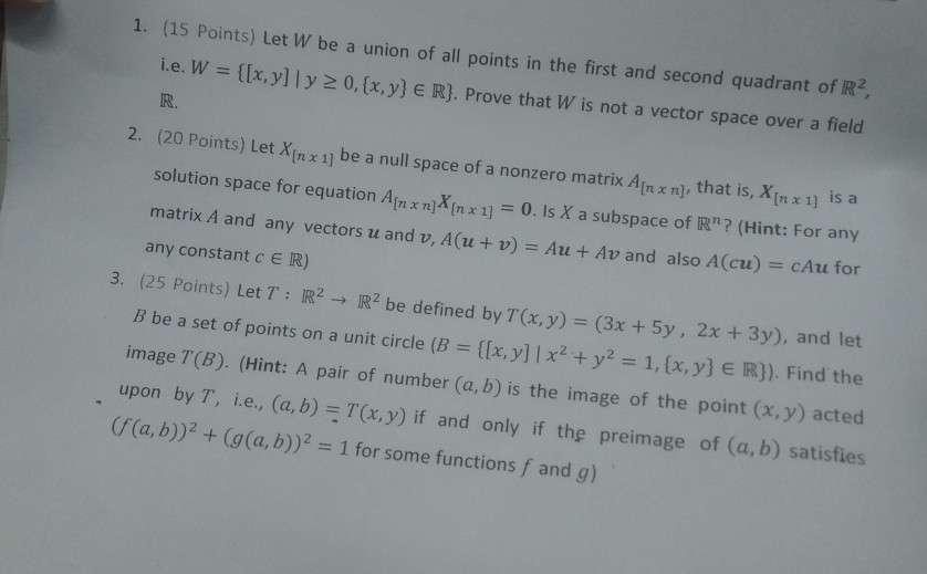 Solved 1 15 Points Let W Be A Union Of All Points In T Chegg Com