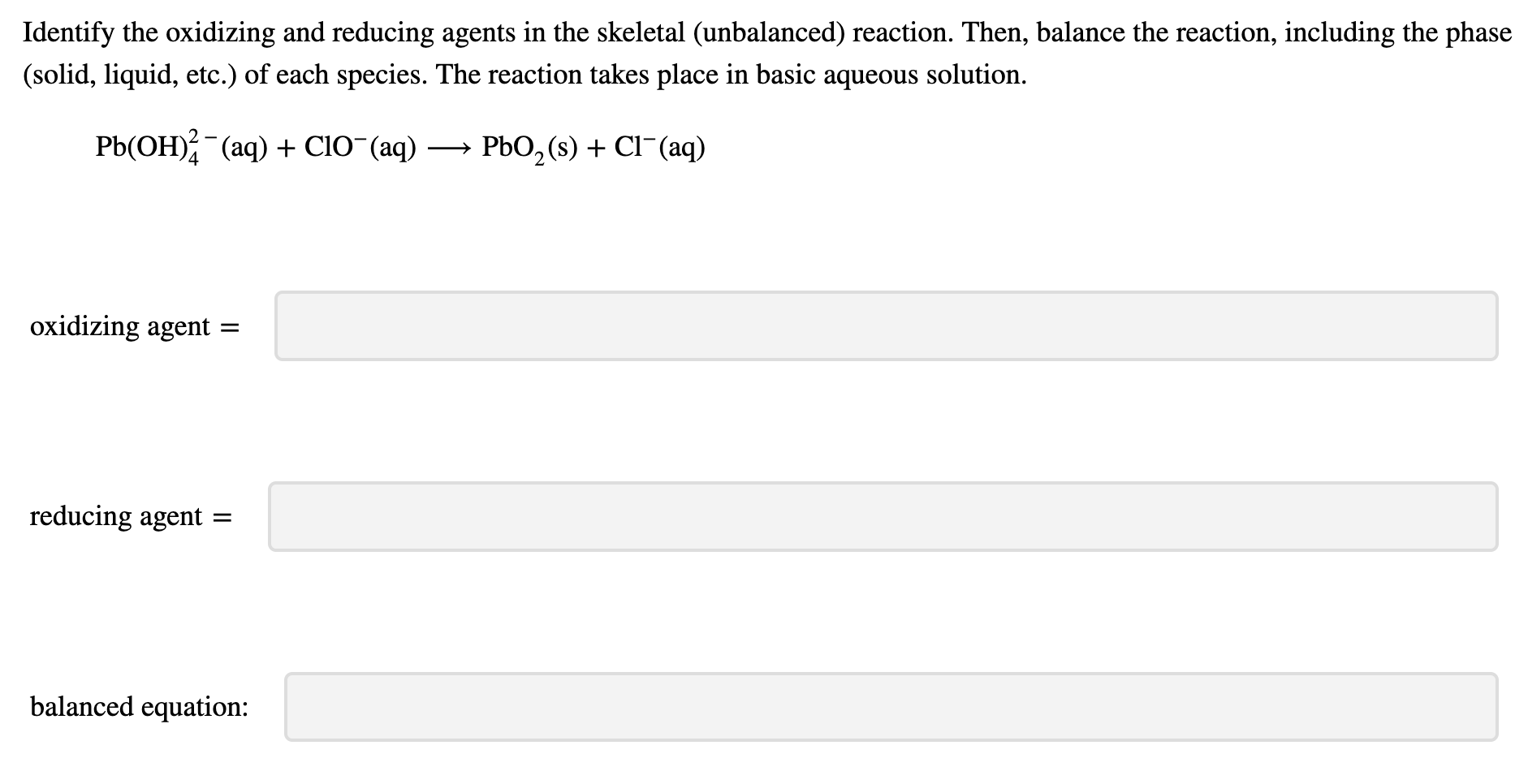 Solved Identify the oxidizing and reducing agents in the | Chegg.com