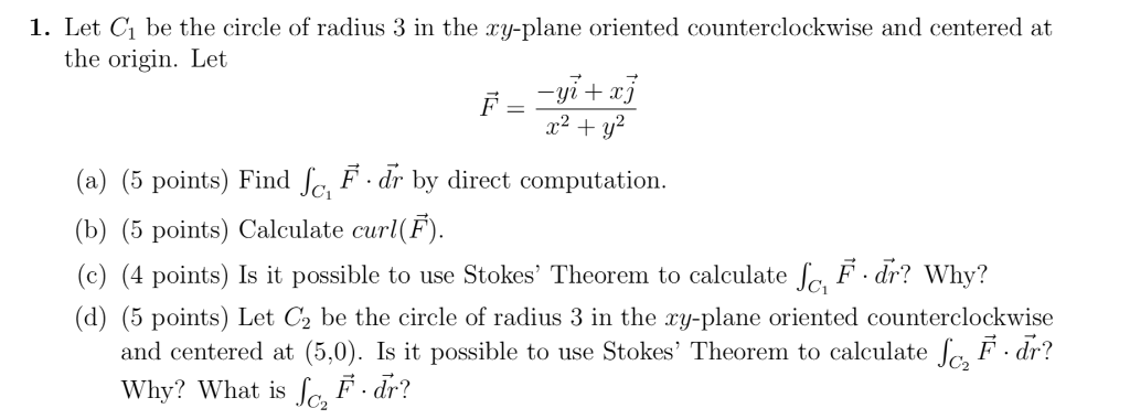 Solved 1. Let C be the circle of radius 3 in the ry-plane | Chegg.com