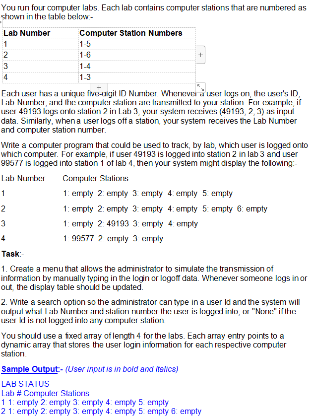Solved You run four computer labs. Each lab contains | Chegg.com