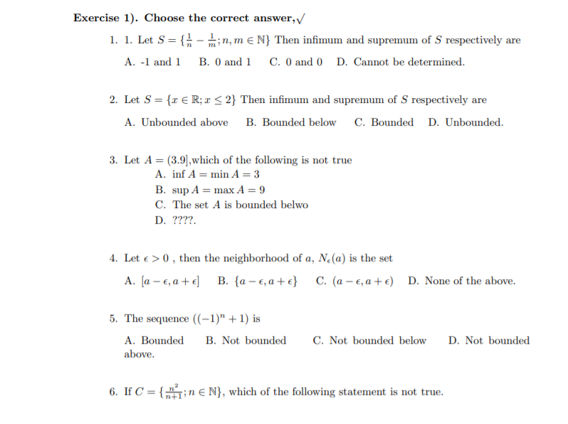 Solved Exercise 1 Choose The Correct Answer V 1 1 Le Chegg Com