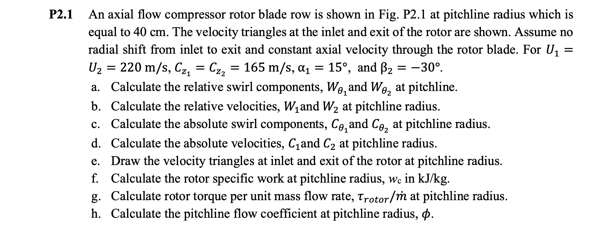 Solved P2.1 An axial flow compressor rotor blade row is | Chegg.com